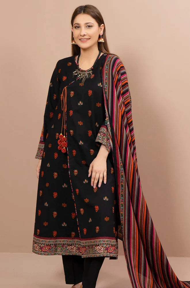 CS 3PC Dhanak Embroidered Shirt With Dhanak Print Shawl-641