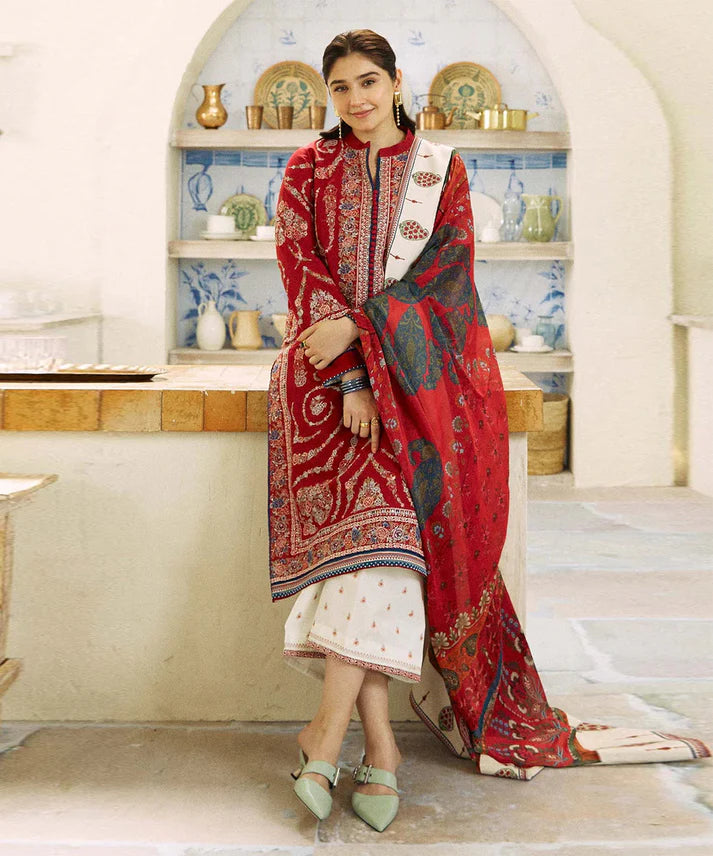 CS 3PC Dhanak Embroidered Shirt With Printed Dupatta-659