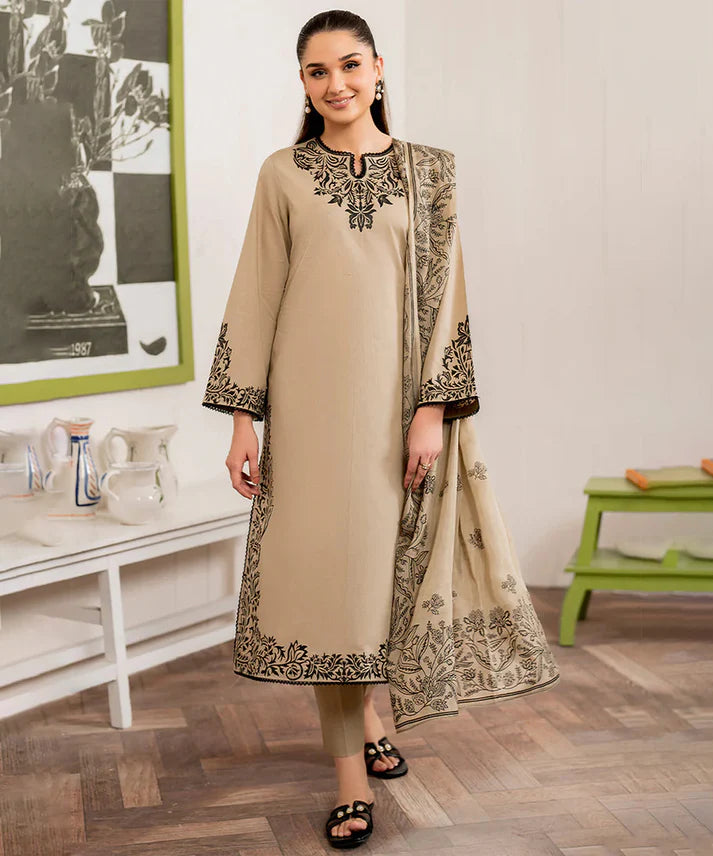 CS 3PC Dhanak Embroidered Shirt With Printed Dupatta-680